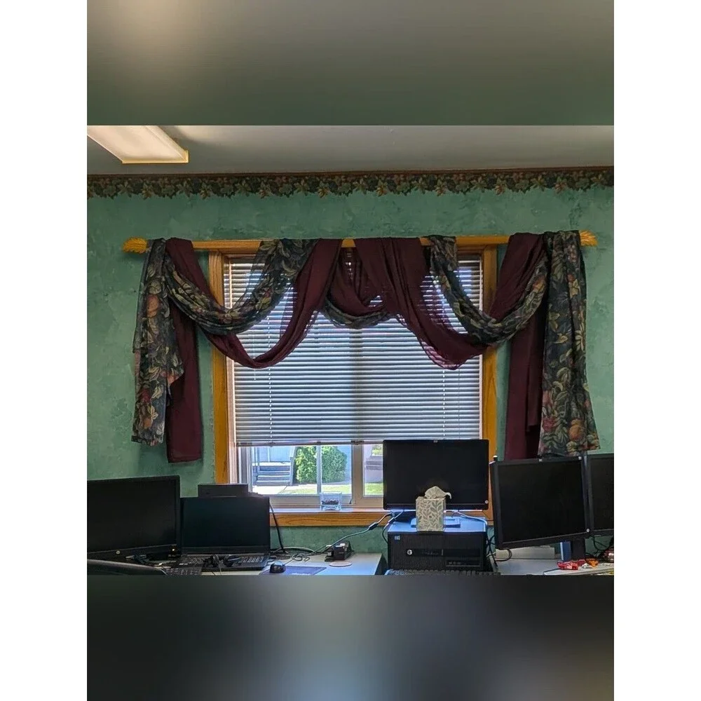 90's Swag Curtains Burgundy & Forest Green